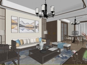 panoramic antique chinese style living room dining room 48 3D 모델