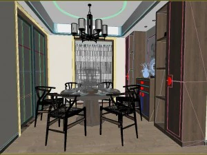 panoramic antique chinese style living room dining room 48 3D Model