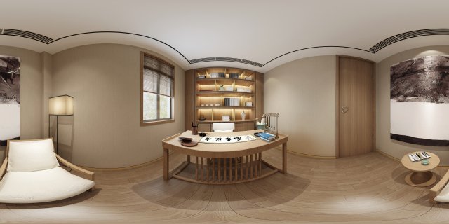 panorama antique chinese style study room 01 3Dモデル .c4d .max .obj .3ds .fbx .stl .blend 