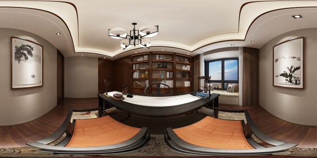 panoramic 360 antique chinese style study room 04 3D 모델 .c4d .max .obj .3ds .fbx .stl .blend 