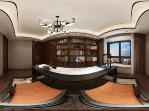 sala de estudio panor&aacute;mica 360 de estilo chino antiguo 04 Modelo 3D