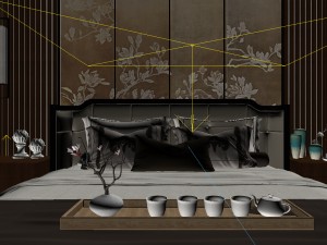 panoramic 360 antique chinese style study room 04 3D 모델