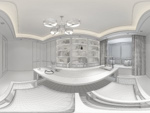 panoramic 360 antique chinese style study room 04 3D 모델