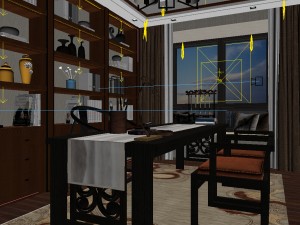 panoramic 360 antique chinese style study room 04 3D 모델