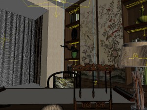 panoramic 360 antique chinese style study room 04 3D 모델
