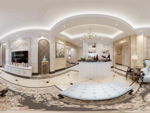 panoramic 360 deluxe european family living room restaurant 01 3D Model