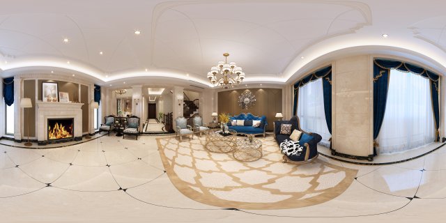 panoramic 360 deluxe european family living room restaurant 02 3Dモデル .c4d .max .obj .3ds .fbx .stl .blend 