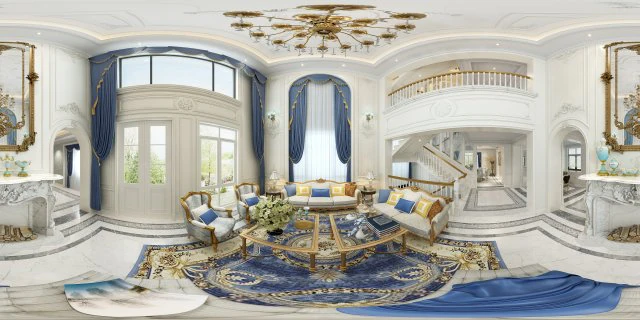 panoramic 360 deluxe european family living room restaurant 03 3D Model .c4d .max .obj .3ds .fbx .stl .blend