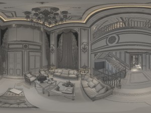 panoramic 360 deluxe european family living room restaurant 03 3Dモデル