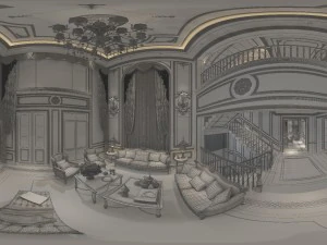 panoramic 360 deluxe european family living room restaurant 03 3D Model
