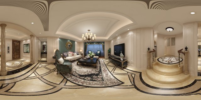 panoramic 360 deluxe european family living room restaurant 04 Modèle 3D .c4d .max .obj .3ds .fbx .stl .blend 