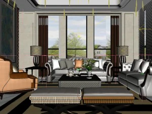 panoramic 360 deluxe european family living room restaurant 06 3D Model