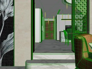 panoramic 360 deluxe european family living room restaurant 06 3D Model