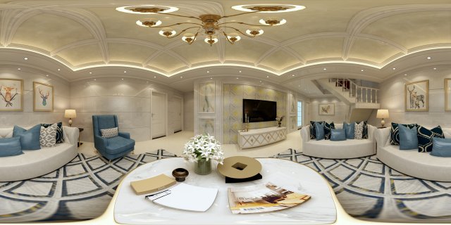 panoramic 360 deluxe european family living room restaurant 07 3Dモデル .c4d .max .obj .3ds .fbx .stl .blend 