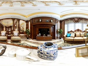 पैनोरमिक 360 डीलक्स यूरोपीय परिवार लिविंग रूम रेस्तरां 09 3D मॉडल