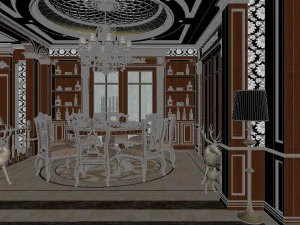panoramic 360 deluxe european family living room restaurant 09 3D Model
