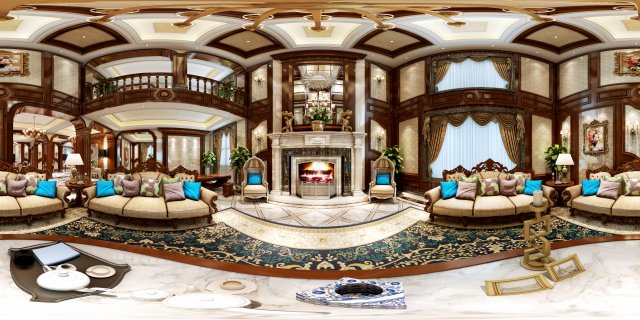 panoramic 360 deluxe european family living room restaurant 10 3D-Modell .c4d .max .obj .3ds .fbx .stl .blend 