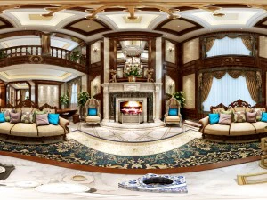 panoramic 360 deluxe european family living room restaurant 10 3D Model