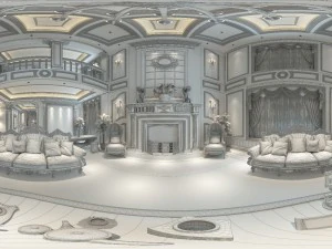 panoramic 360 deluxe european family living room restaurant 10 3D Model