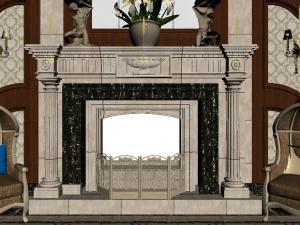panoramic 360 deluxe european family living room restaurant 10 3D Model