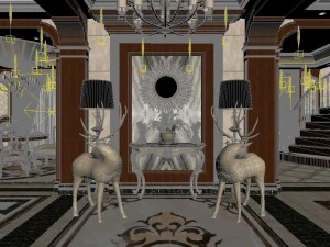 panoramic 360 deluxe european family living room restaurant 10 3D Model