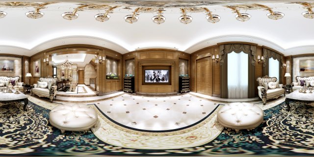 panoramic 360 deluxe european family living room restaurant 11 3Dモデル .c4d .max .obj .3ds .fbx .stl .blend 