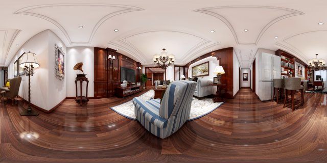 panoramic 360 deluxe european family living room restaurant 12 3D Model .c4d .max .obj .3ds .fbx .stl .blend 