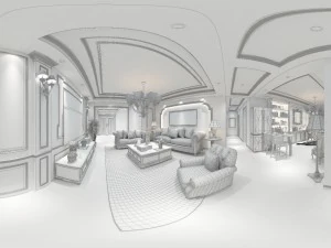 panoramic 360 deluxe european family living room restaurant 12 3D Model