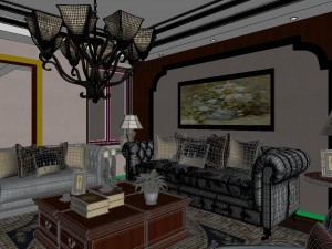 panoramic 360 deluxe european family living room restaurant 12 3D Model
