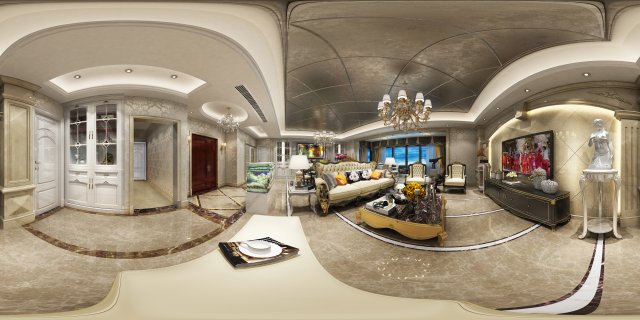 panoramic 360 deluxe european family living room restaurant 13 Model 3D .c4d .max .obj .3ds .fbx .stl .blend 
