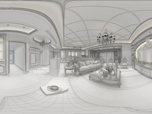 panoramic 360 deluxe european family living room restaurant 13 Model 3D