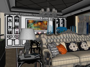 panoramic 360 deluxe european family living room restaurant 13 Model 3D