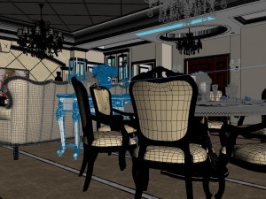 panoramic 360 deluxe european family living room restaurant 13 Model 3D