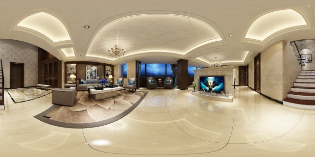 panoramic 360 deluxe european family living room restaurant 14 Model 3D .c4d .max .obj .3ds .fbx .stl .blend