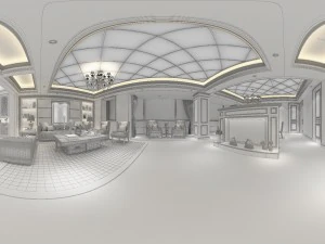 panoramic 360 deluxe european family living room restaurant 14 3D Model