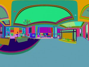 panoramic 360 deluxe european family living room restaurant 14 3D Model