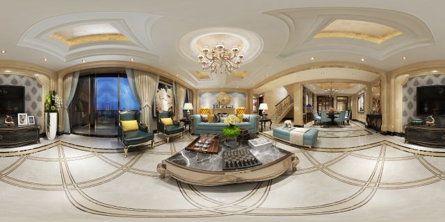 panoramic deluxe european family living room restaurant 15 Modelo 3D .c4d .max .obj .3ds .fbx .stl .blend