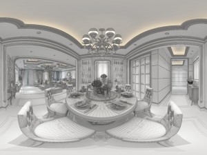 panoramic deluxe european family living room restaurant 15 Modelo 3D