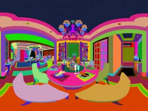 panoramic deluxe european family living room restaurant 15 3D Model