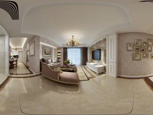 panoramic deluxe european family living room restaurant 17 3D Model