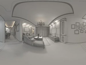 panoramic deluxe european family living room restaurant 17 3D Model