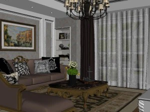 panoramic deluxe european family living room restaurant 17 3D Model