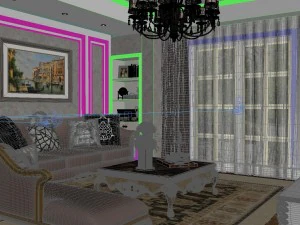 panoramic deluxe european family living room restaurant 17 3D Model