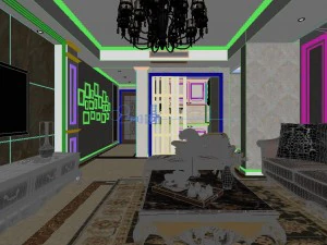 panoramic deluxe european family living room restaurant 17 3D Model
