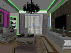 panoramic deluxe european family living room restaurant 17 3D Model