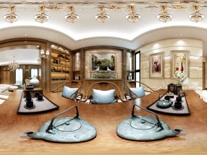 Panorama-Wohnzimmer im Mix-and-Match-Stil 3D Modell