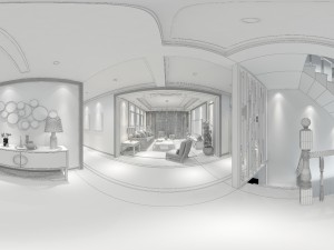 panorama mashup style family living room restaurant 01 Model 3D