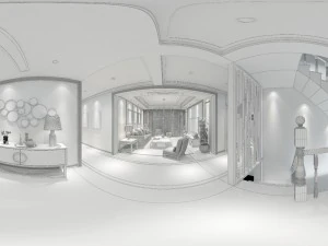 panorama mashup style family living room restaurant 01 3D Model