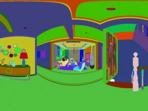 panorama mashup style family living room restaurant 01 3D Model