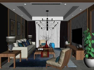 panorama mashup style family living room restaurant 01 3D Model